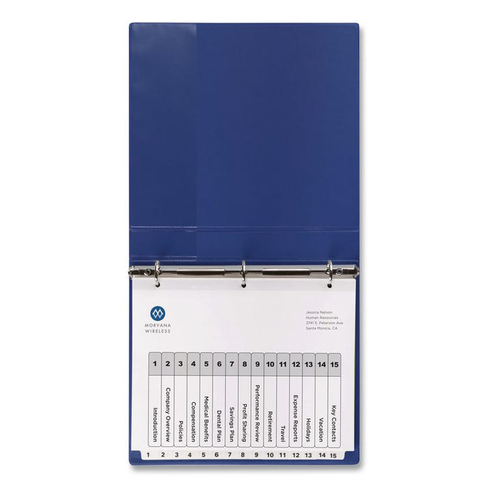 Customizable TOC Ready Index Black and White Dividers, 15-Tab, 1 to 15, 11 x 8.5, 1 Set