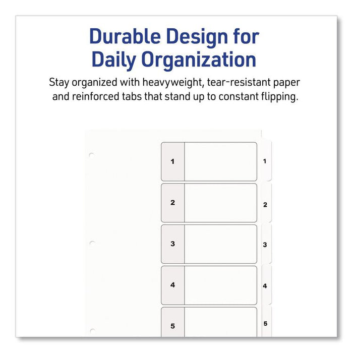 Customizable TOC Ready Index Black and White Dividers, 5-Tab, 1 to 5, 11 x 8.5, 1 Set