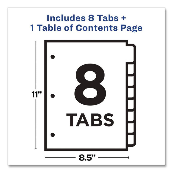 Customizable TOC Ready Index Black and White Dividers, 8-Tab, 1 to 8, 11 x 8.5, 1 Set