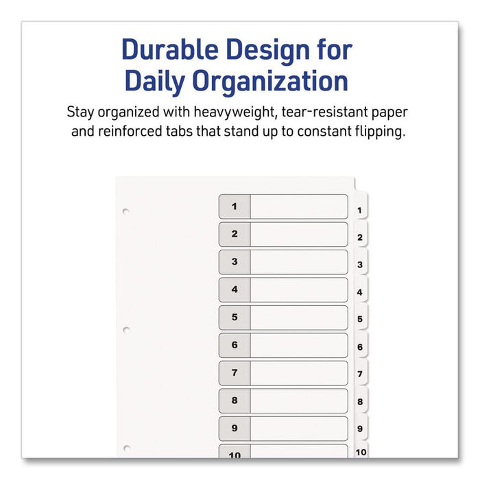 Customizable TOC Ready Index Black and White Dividers, 10-Tab, 1 to 10, 11 x 8.5, 1 Set
