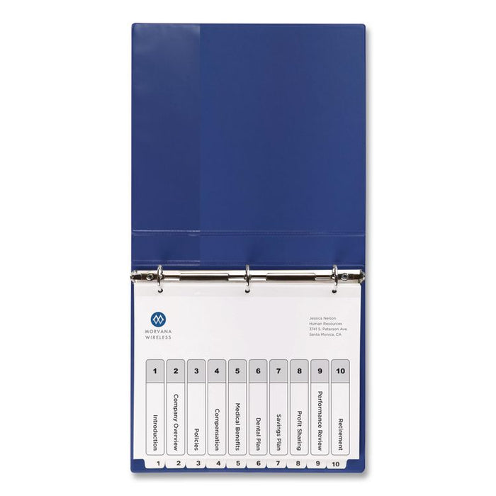 Customizable TOC Ready Index Black and White Dividers, 10-Tab, 1 to 10, 11 x 8.5, 1 Set