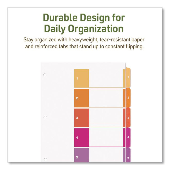 Customizable Table of Contents Ready Index Dividers with Multicolor Tabs, 5-Tab, 1 to 5, 11 x 8.5, White, 3 Sets