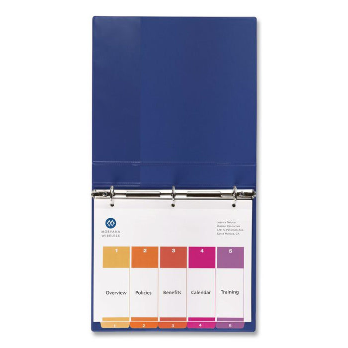 Customizable TOC Ready Index Multicolor Tab Dividers, 5-Tab, 1 to 5, 11 x 8.5, White, Traditional Color Tabs, 1 Set