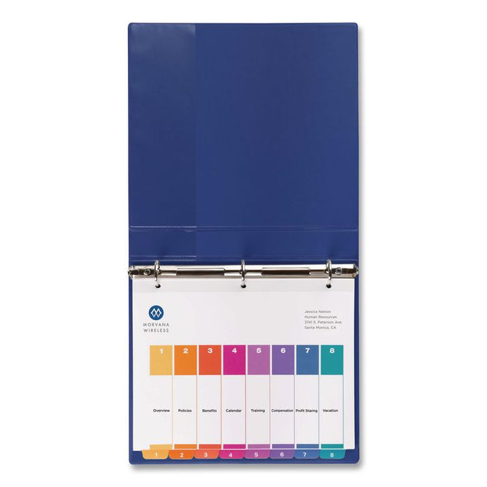Customizable TOC Ready Index Multicolor Tab Dividers, 8-Tab, 1 to 8, 11 x 8.5, White, Traditional Color Tabs, 1 Set