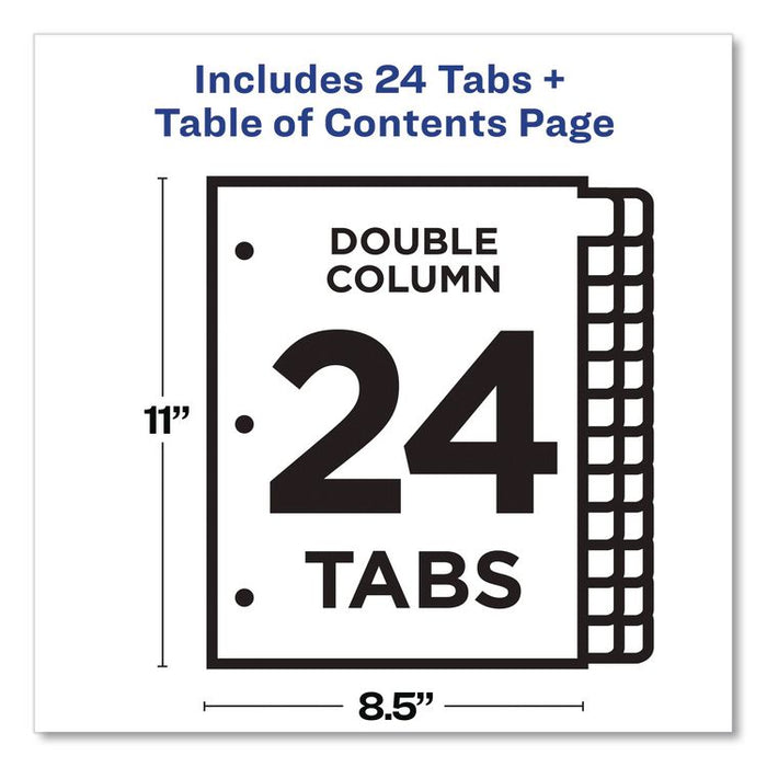 Customizable TOC Ready Index Double Column Multicolor Tab Dividers, 24-Tab, 1 to 24, 11 x 8.5, White, 1 Set
