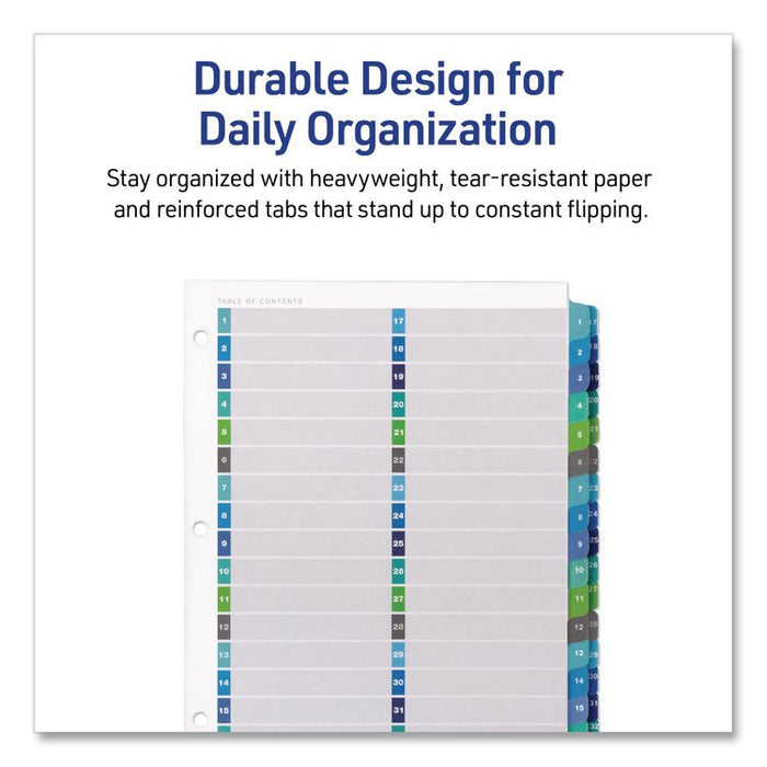 Customizable TOC Ready Index Double Column Multicolor Tab Dividers, 32-Tab, 1 to 32, 11 x 8.5, White, 1 Set