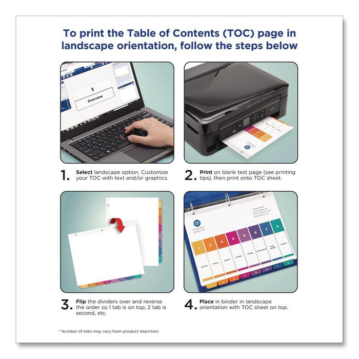 Customizable Table of Contents Ready Index Multicolor Dividers, 12-Tab, Jan. to Dec., 11 x 8.5, White, 6 Sets