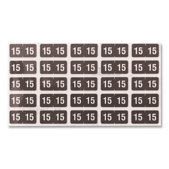 Yearly End Tab File Folder Labels, 15, 0.75 x 1.5, Black, 500/Roll