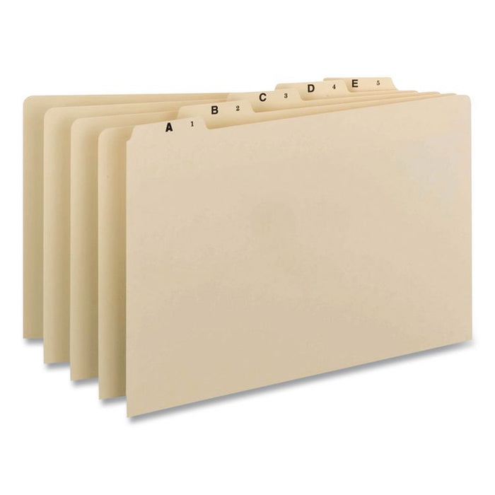 Alphabetic Top Tab Indexed File Guide Set, 1/5-Cut Top Tab, A to Z, 8.5" x 11", Manila, 25/Set