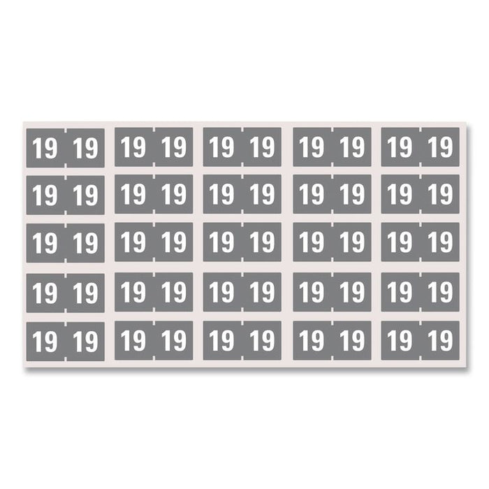 Yearly End Tab File Folder Labels, 19, 0.75 x 1.5, Gray, 500/Roll