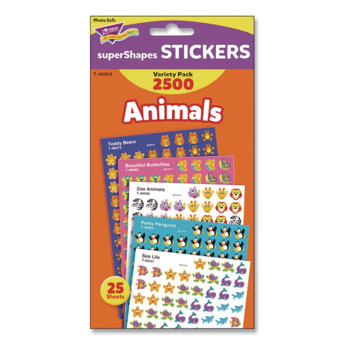 superSpots and superShapes Sticker Packs, Animal Antics, Assorted Colors, 2,500 Stickers