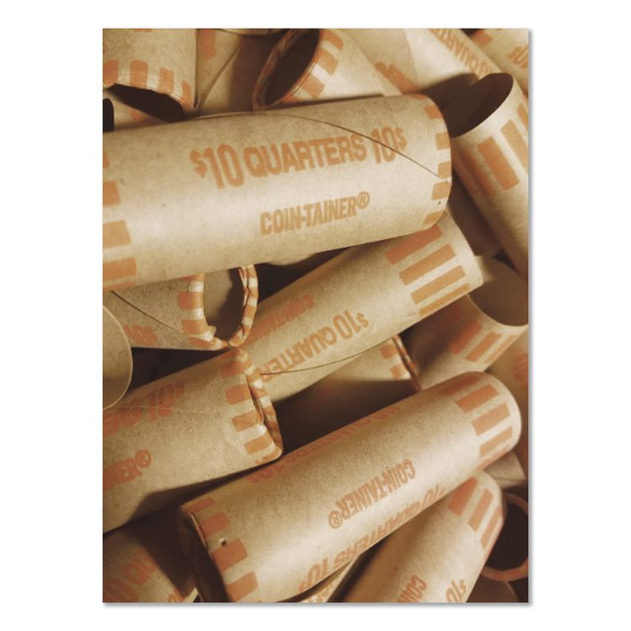 Gunshell Crimped-End Coin Wrapper, Quarters, Orange/Kraft, 1,000/Pack