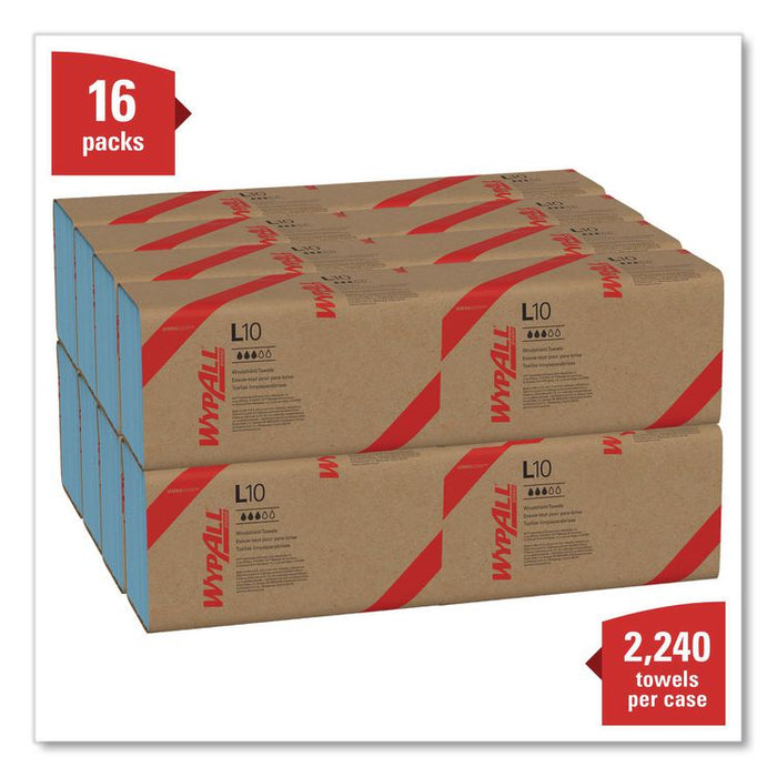 L10 Windshield Towels, Banded, 2-Ply, 9.38 x 10.25, Light Blue, 140/Pack, 16 Packs/Carton