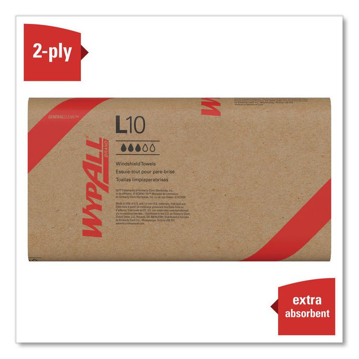 L10 Windshield Towels, Banded, 2-Ply, 9.38 x 10.25, Light Blue, 140/Pack, 16 Packs/Carton
