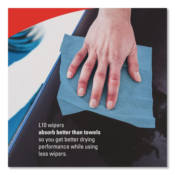 L10 Windshield Towels, Banded, 2-Ply, 9.38 x 10.25, Light Blue, 140/Pack, 16 Packs/Carton