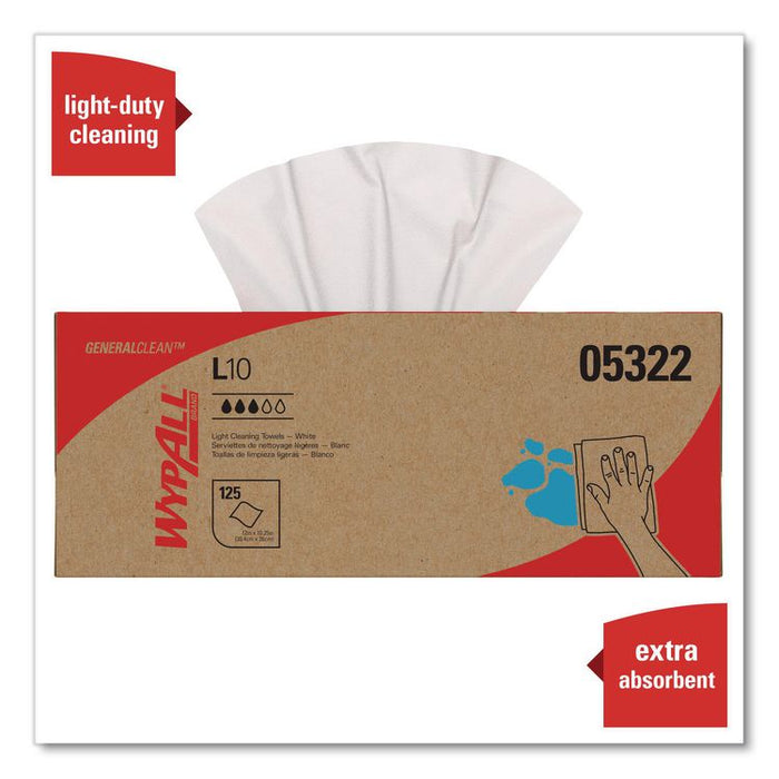 L10 Towels POP-UP Box, 1-Ply, 12 x 10.25, White, 125/Box, 18 Boxes/Carton