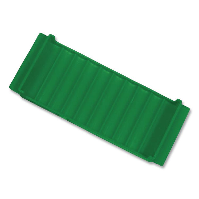 Stackable Plastic Coin Tray, Accommodates $50 in Dimes, 3.75" x 11.5" x 1.5", Green