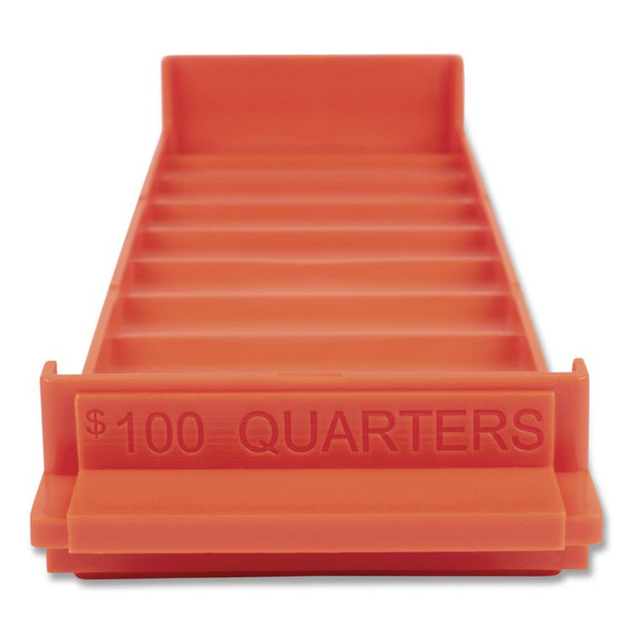 Stackable Plastic Coin Tray, Accommodates $100 in Quarters, 3.75" x 11.5" x 1.5", Orange