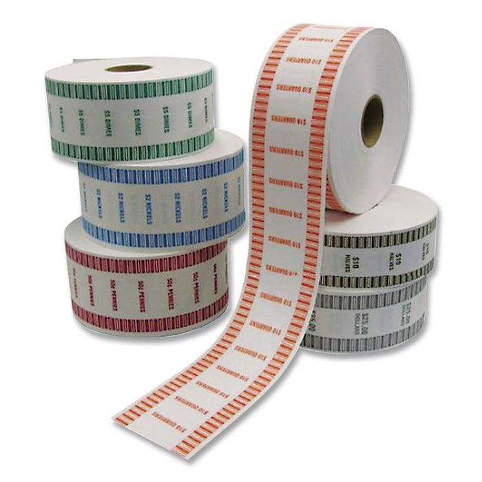 Automatic Coin Wrapper Roll for Coin Wrapping Machines, Quarters, Orange/Kraft, Approx 2,000 Wrappers/Roll, 8 Rolls/Carton