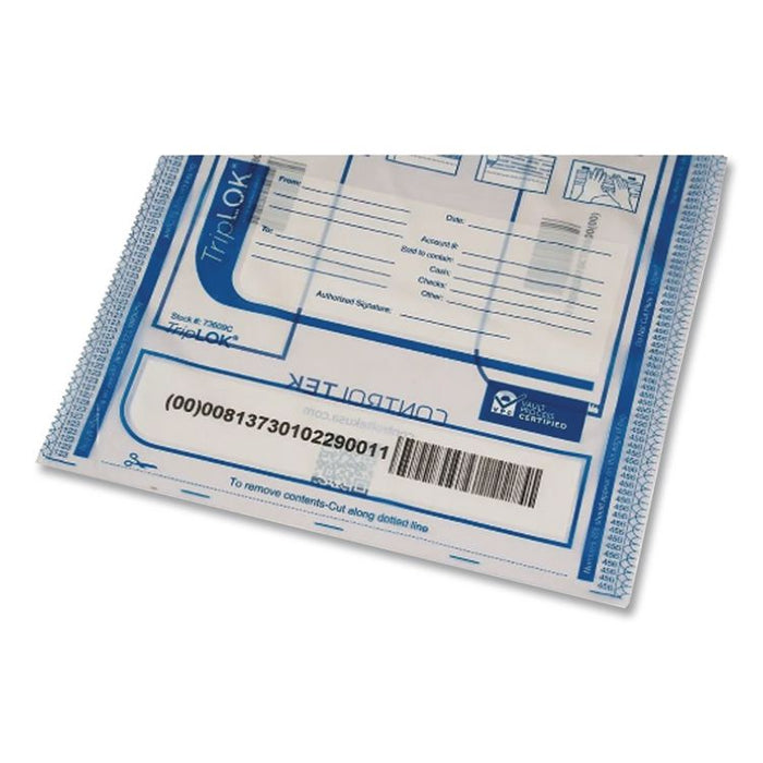 TripLOK Series A Tamper-Evident Bags, Plastic, 9" x 12", Clear, 100/Pack