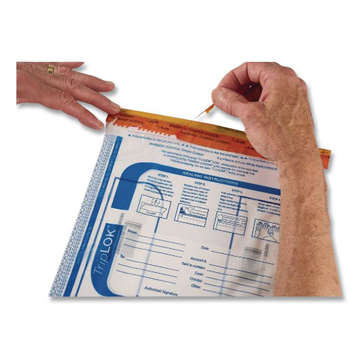 TripLOK Series A Tamper-Evident Bags, Plastic, 9" x 12", Clear, 100/Pack