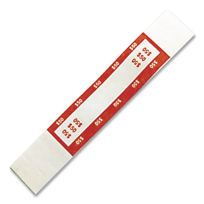 Currency Straps, Self-Adhesive, Ones, $50 Strap, Orange/White, 1,000/Pack