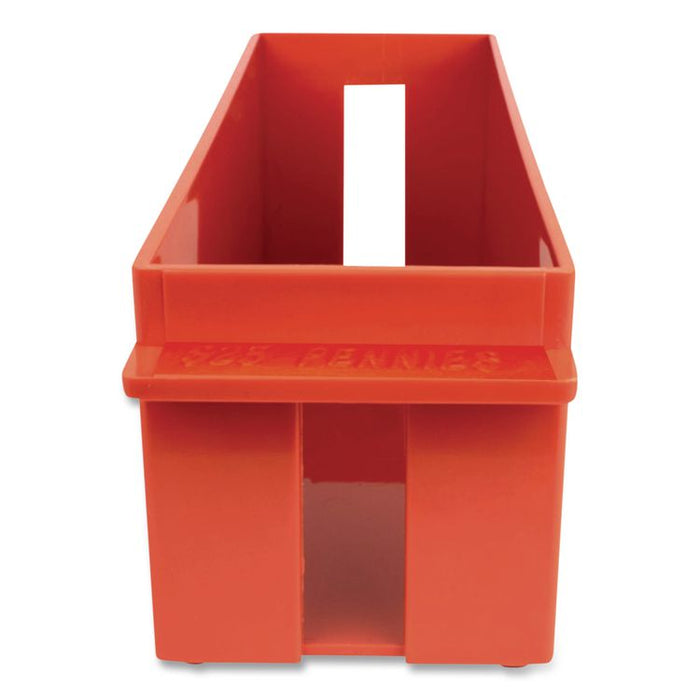 Extra-Capacity Coin Tray, Accommodates $25 in Pennies, 10.5" x 4.75" x 5", Red