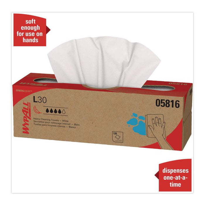 L30 Towels, POP-UP Box, 9.8 x 16.4, White, 120/Box, 6 Boxes/Carton