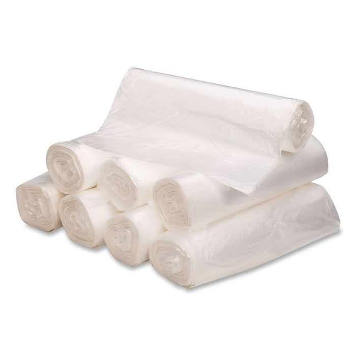 Can Liners, 10 gal, 7.87 mic, 24" x 24", Natural, 25 Bags/Roll, 20 Rolls/Carton