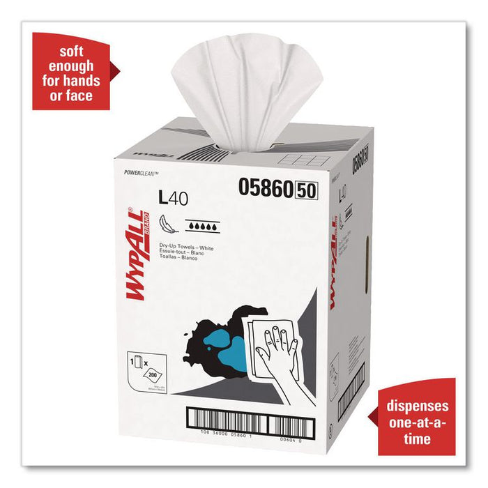 L40 Towels, Dry Up Towels, 19.5 x 42, White, 200 Towels/Roll
