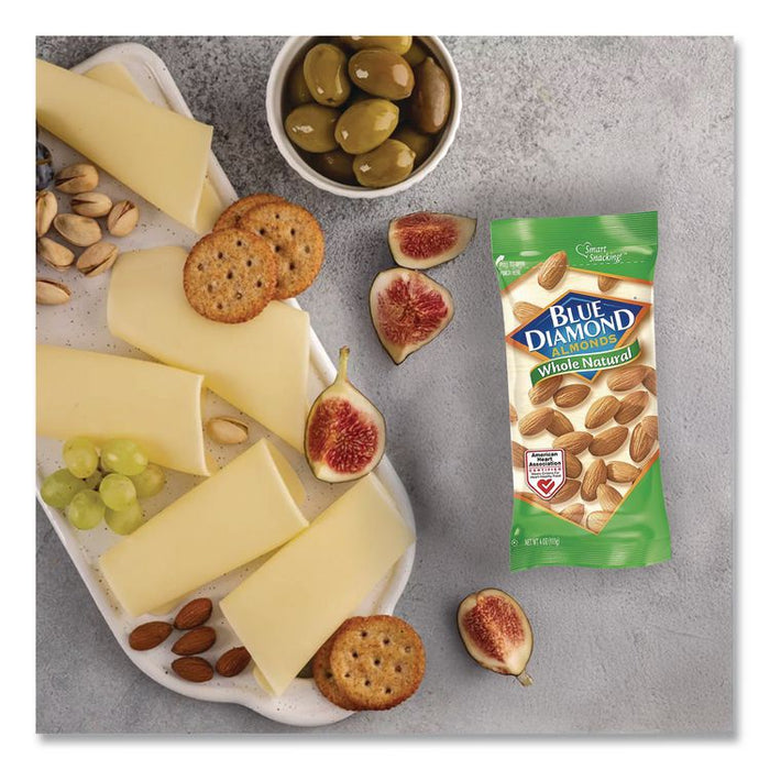 Whole Natural Almonds, Snack Size, 4 oz Bag, 12 Bags/Box