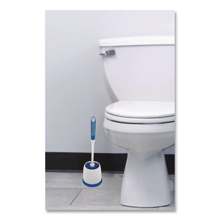 Toilet Bowl Brush and Caddy, Blue/Gray