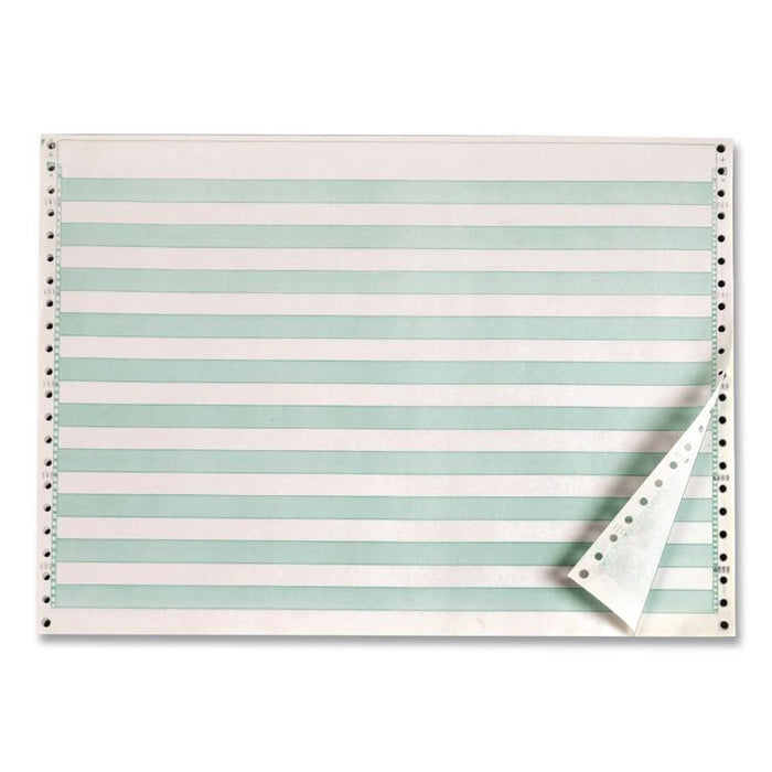 Continuous Feed Computer Paper, 1-Part, 18 lb Bond Weight, 11 x 14.88, White/Green Bar, 3,100/Carton
