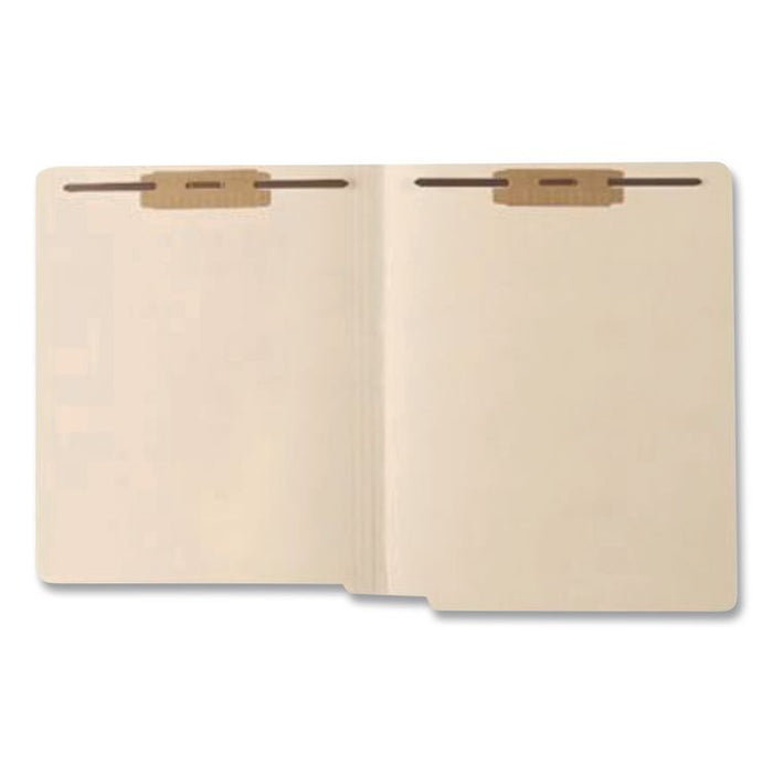 Heavy-Duty End Tab Fastener Folder, Straight Tab, Expands 0.75", 2 Fasteners, Letter Size, Manila, 50/Box