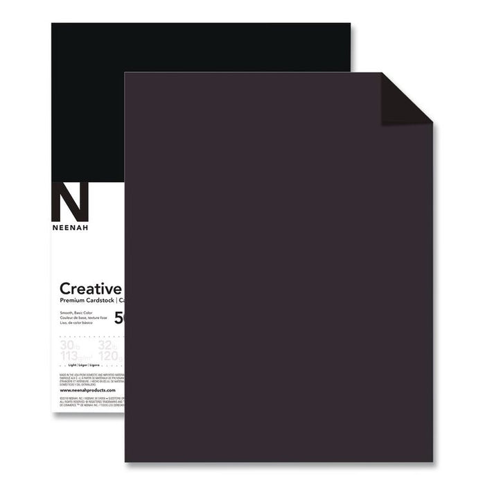 Creative Collection Premium Cardstock, 65 lb Cover Weight, 8.5 x 11, Black, 50/Pack