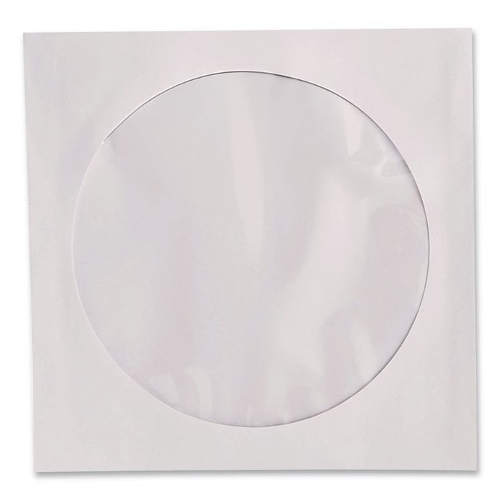 CD/DVD Sleeves, 1 Disc Capacity, Clear/White, 50/Box