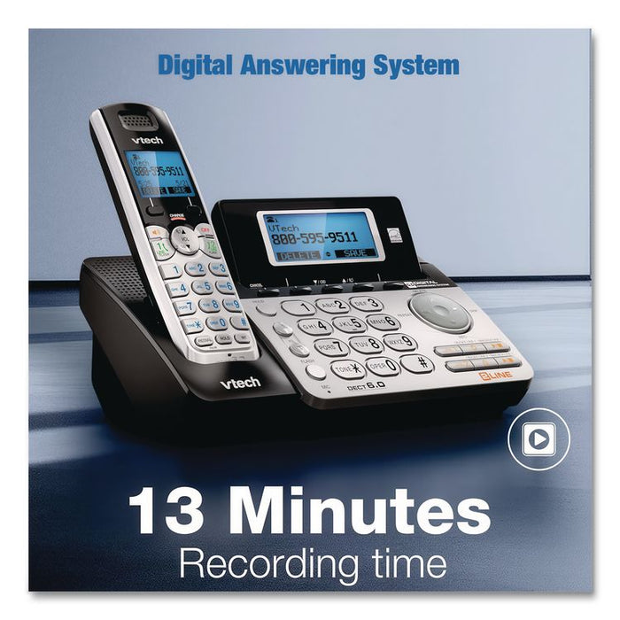 DS6151-2 Two-Handset Two-Line Cordless Phone with Answering System, Black/Silver