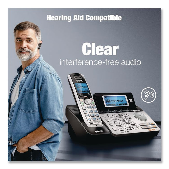 DS6151-2 Two-Handset Two-Line Cordless Phone with Answering System, Black/Silver