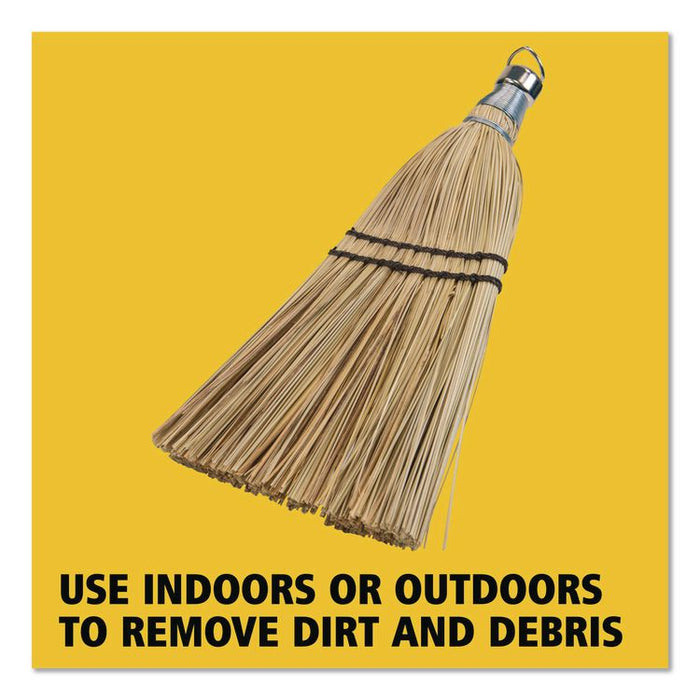 Corn Whisk Broom, Corn Bristles, 12.2" Length, Yellow