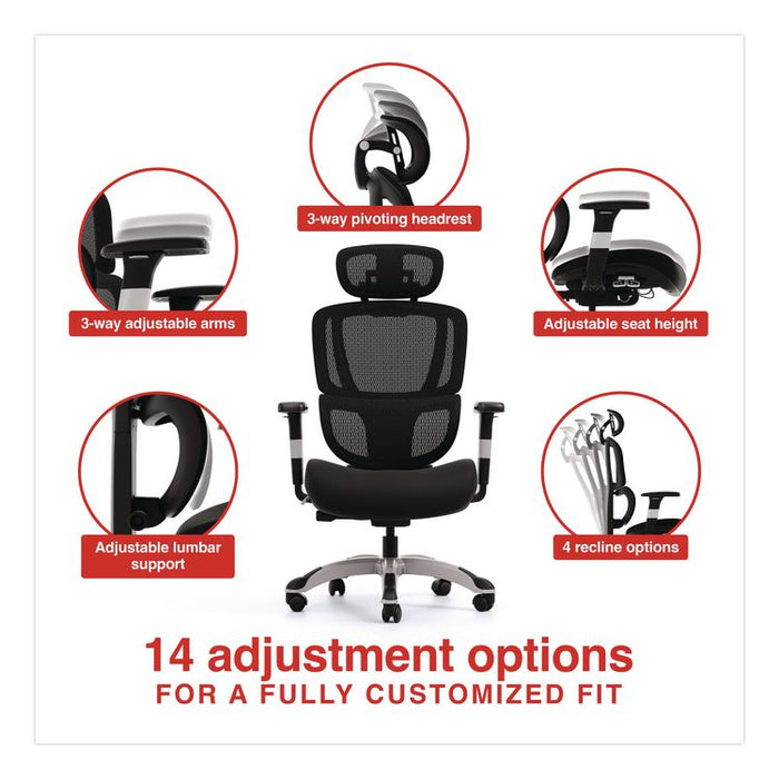 Minverva Pro Multifunction Chair, Supports Up to 275 lb, 17.7" to 21.4" Seat Height, Black Seat, Black Back, Black Base