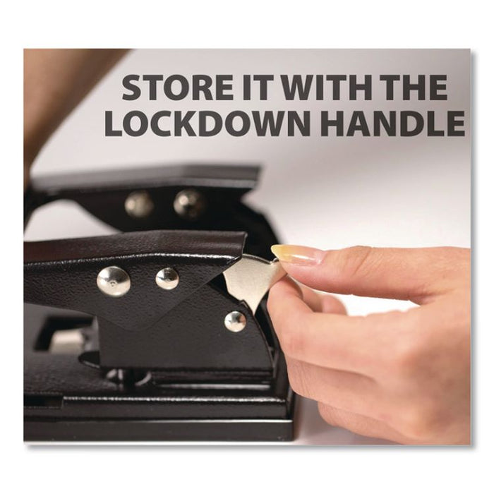 50-Sheet Heavy-Duty Two-Hole Punch with Padded Handle, 1/4" Holes, Black