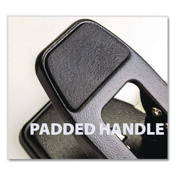 50-Sheet Heavy-Duty Two-Hole Punch with Padded Handle, 1/4" Holes, Black