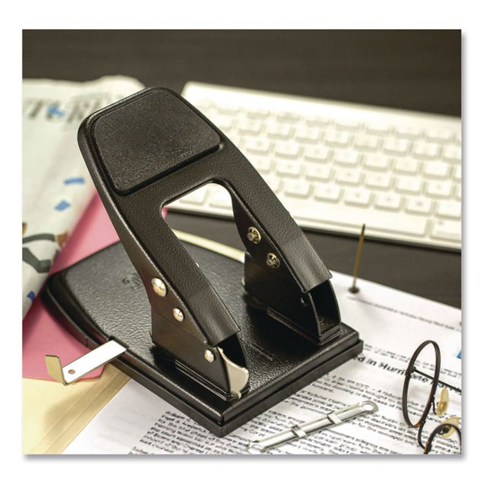 50-Sheet Heavy-Duty Two-Hole Punch with Padded Handle, 1/4" Holes, Black