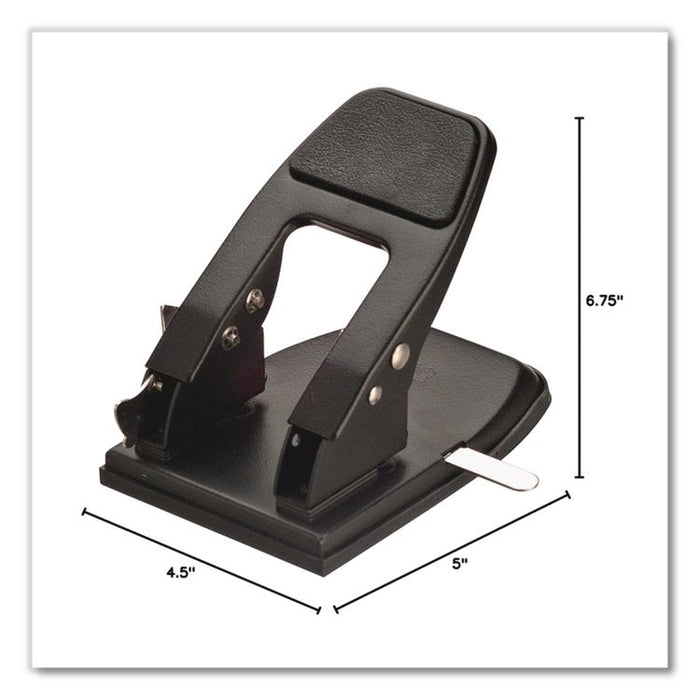 50-Sheet Heavy-Duty Two-Hole Punch with Padded Handle, 1/4" Holes, Black