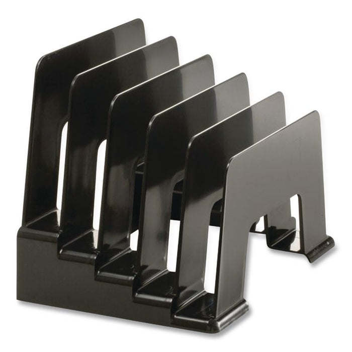 Recycled Incline Mail Sorter, 5 Sections, Envelopes, 8 x 5.5 x 6, Black