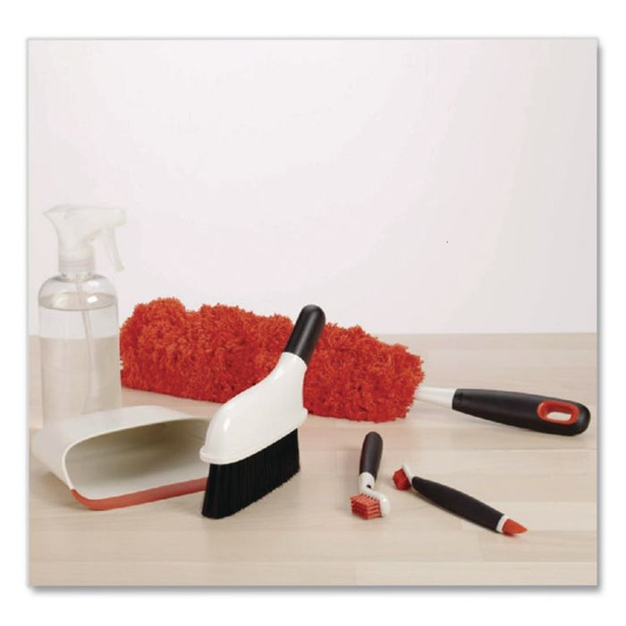 Good Grips Microfiber Duster, 4" x 12" Orange Duster Head, 6" Black Handle