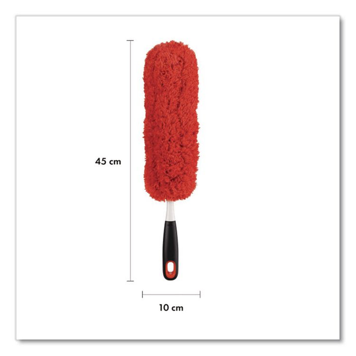 Good Grips Microfiber Duster, 4" x 12" Orange Duster Head, 6" Black Handle