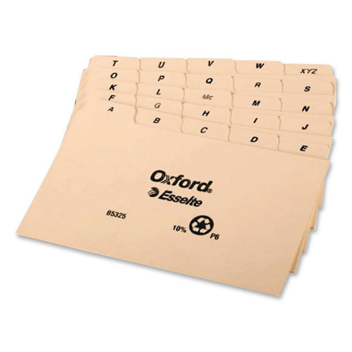 A-Z Index Card Files, 1/5-Cut Top Tab, Assorted Position, 3 x 5, Manila, 25/Set