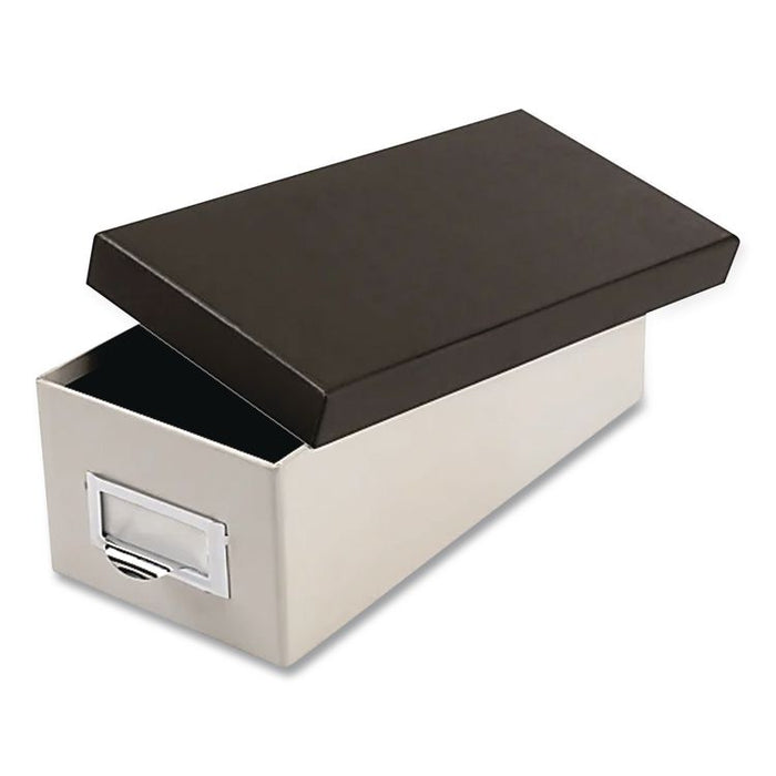 Index Card Storage Box, Holds 1,000 3 x 5 Cards, 5.5 x 11.5 x 3.88, Pressboard, Marble White/Black