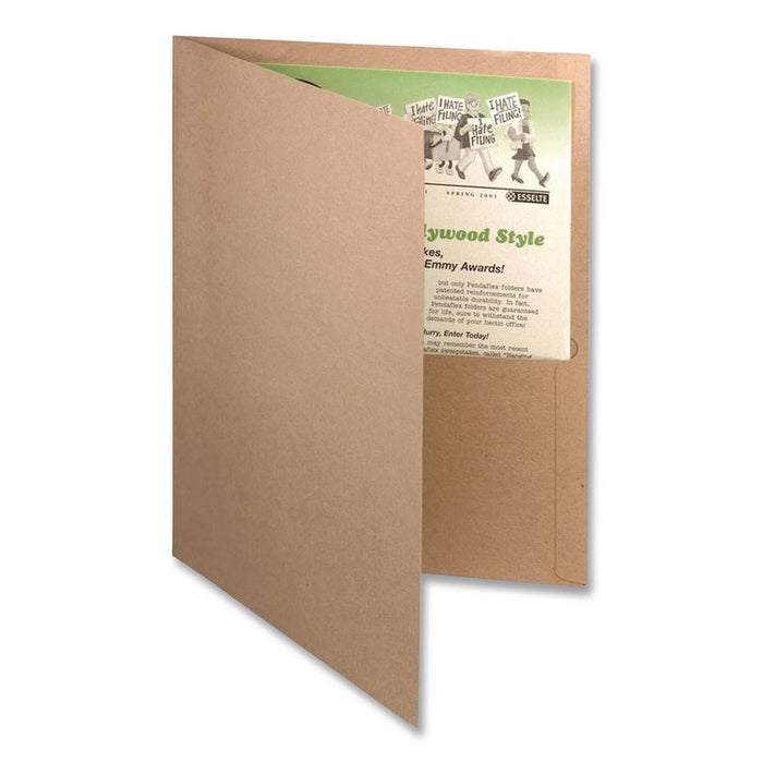 Earthwise by Oxford 100% Recycled Twin-Pocket Folder, Accommodates (100) 11 x 8.5 Sheets, Natural, 10/Pack